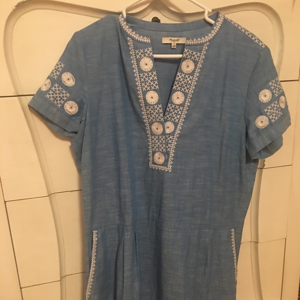 Made well embroidered chambray dress